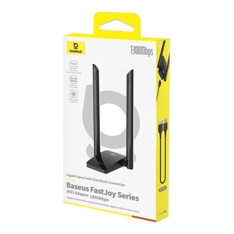 Αντάπτορας δικτύου Wi-Fi με κεραίες USB fastjoy 1800MBPS μαύρο Baseus - Image 2