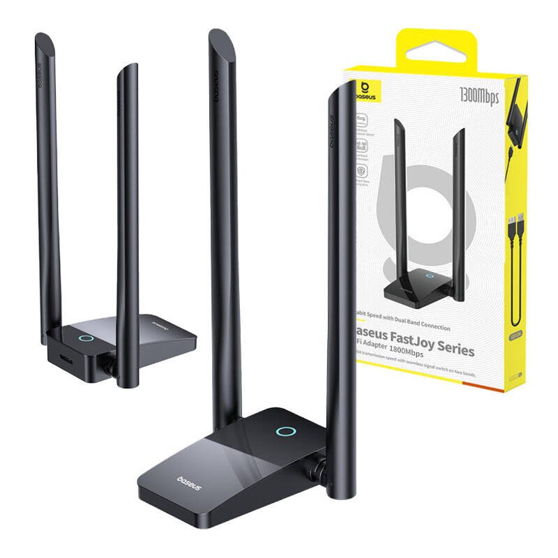 Αντάπτορας δικτύου Wi-Fi με κεραίες USB fastjoy 1800MBPS μαύρο Baseus