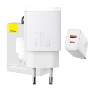 Φορτιστής Compact Quick Charger USB/USB-C 20W Λευκό BASEUS
