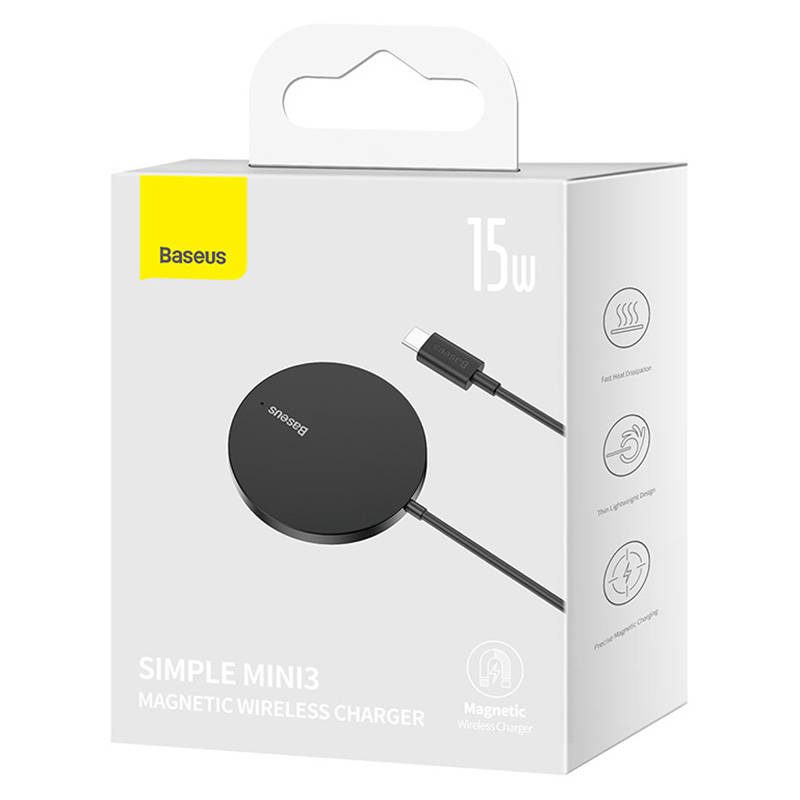 Μαγνητικός Ασύρματος Φορτιστής Simple Mini3 15W (Μαύρο) Baseus - Image 2