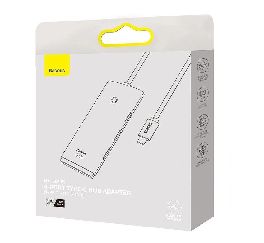 Διανομέας USB 4 σε 1 4xUSB 3.0 & USB-C μαύρος BASEUS - Image 2