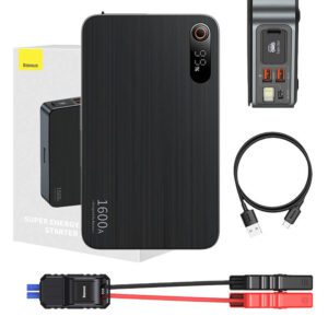 Φορητός εκκινητής/powerbank μπαταρίας αυτοκινήτου 1600A μαύρο