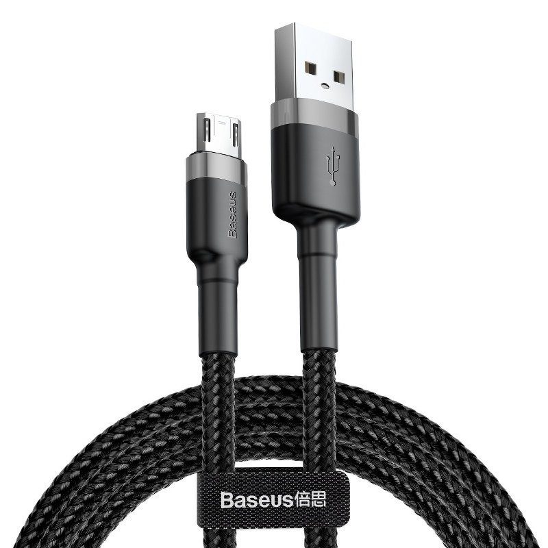 Καλώδιο MicroUSB Cafule 2.4A 1m (Γκρι/Μαύρο) - Image 2