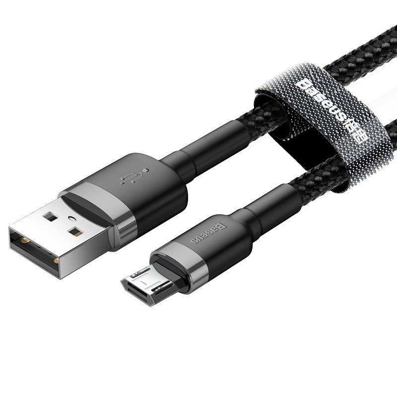 Καλώδιο MicroUSB Cafule 2.4A 1m (Γκρι/Μαύρο) - Image 3