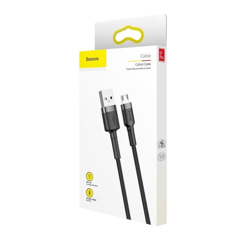 Καλώδιο MicroUSB Cafule 2.4A 1m (Γκρι/Μαύρο) - Image 7