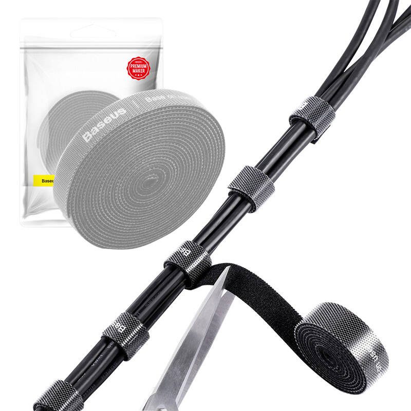 Δεματική Ταινία Καλωδίων Velcro Rainbow Circle Straps 3m (Γκρι) Baseus - Image 4