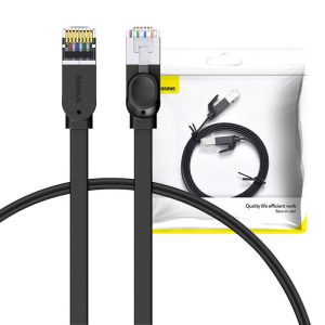 Καλώδιο Δικτύου RJ45 Cat 6 UTP Ethernet Flat 1m (Μαύρο) Baseus