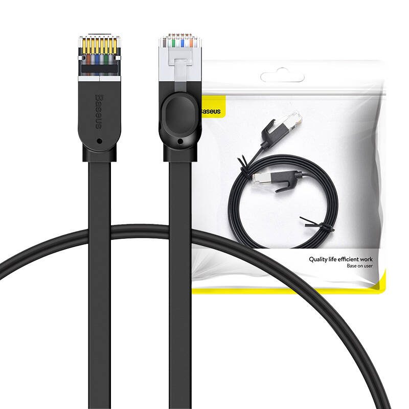 Καλώδιο Δικτύου RJ45 Cat 6 UTP Ethernet Flat 1m (Μαύρο) Baseus