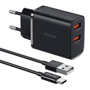 Φορτιστής 12W USB-Ax2 + Καλώδιο USB-A σε USB-C (Μαύρο) Mcdodo